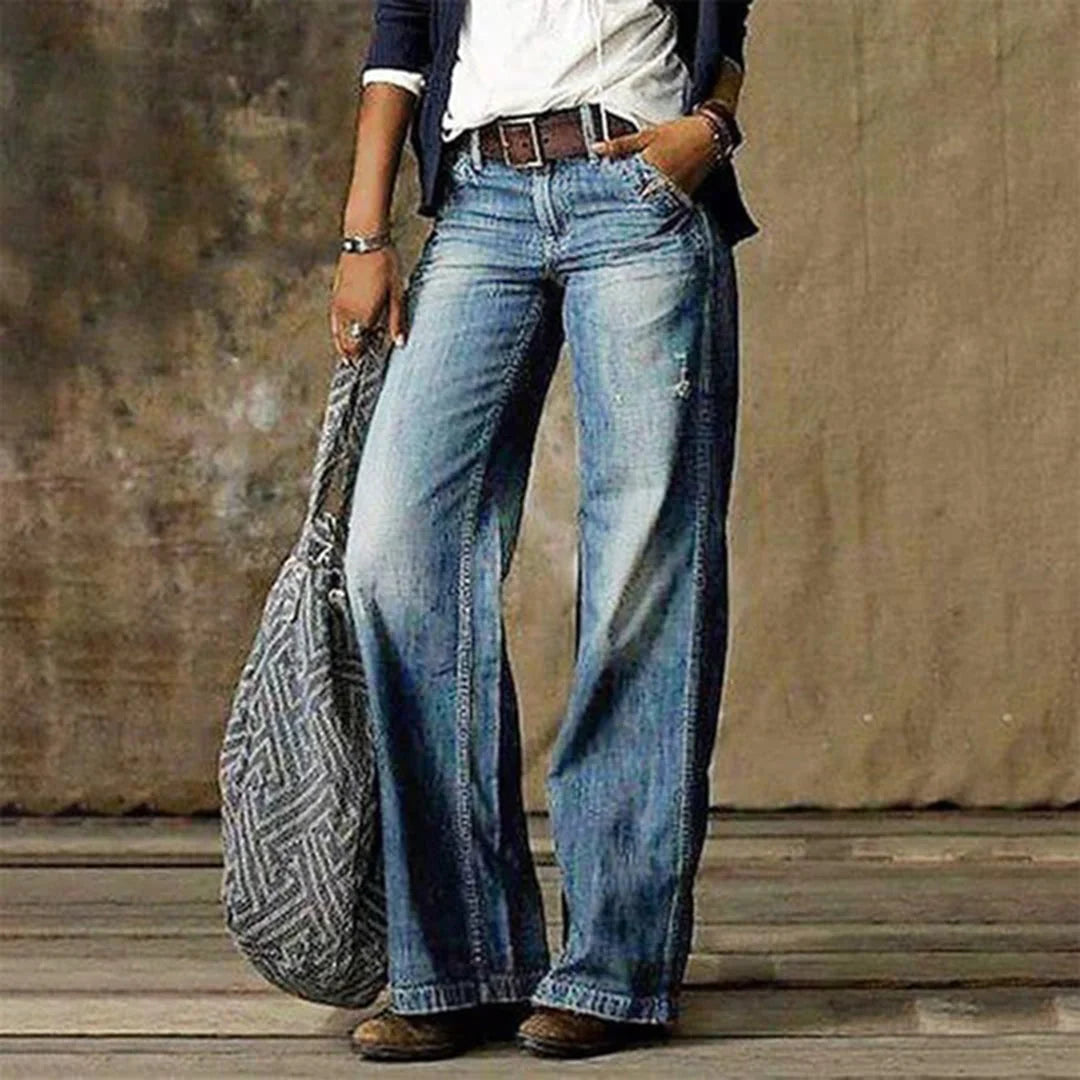 Cleo Wide Leg Jeans Women | Vintage Relaxed Fit, Black Denim 0