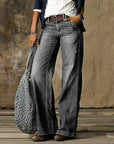 Cleo Wide Leg Jeans Women | Vintage Relaxed Fit, Black Denim 2