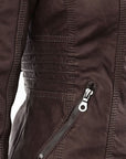 Waterproof Women's Leather Jacket with Hood
