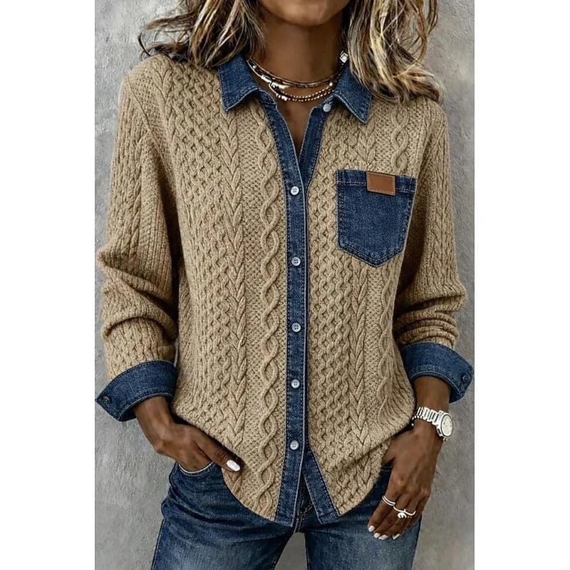 Cora Textured Shirt | Contrast Panel, Relaxed Fit 0
