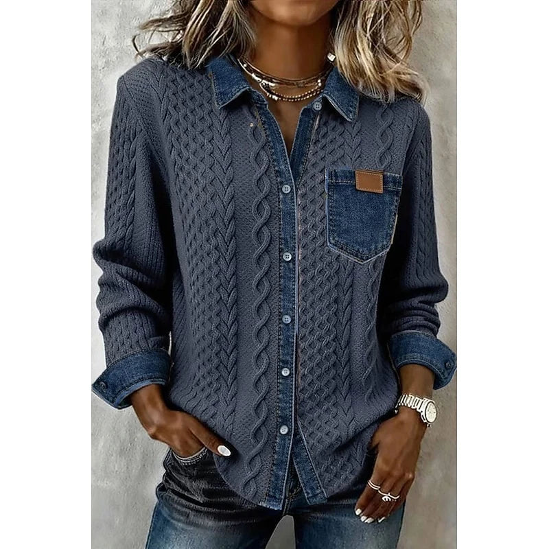 Cora Textured Shirt | Contrast Panel, Relaxed Fit 2