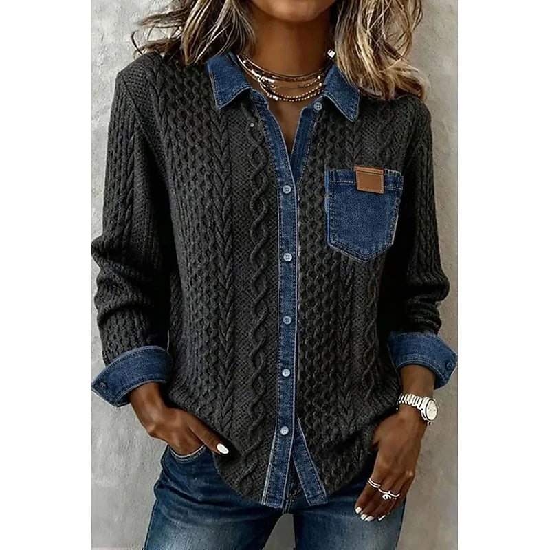 Cora Textured Shirt | Contrast Panel, Relaxed Fit 3
