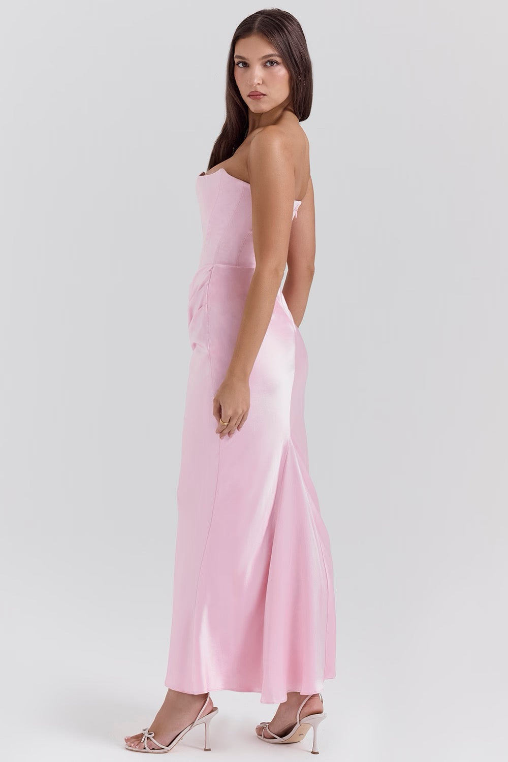 Elegant Retro Solid Color Strapless Party Dress