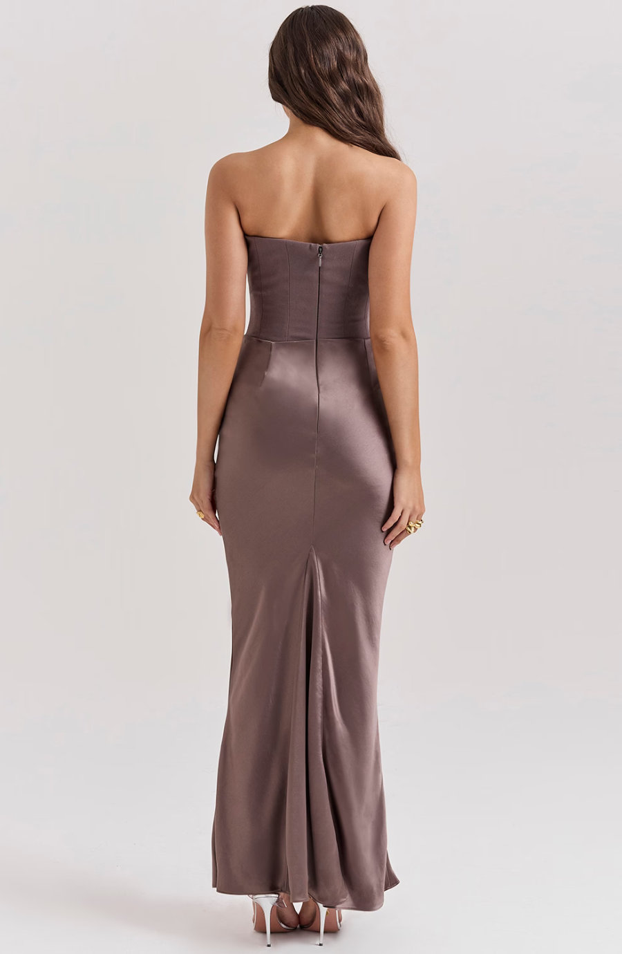 Elegant Retro Solid Color Strapless Party Dress