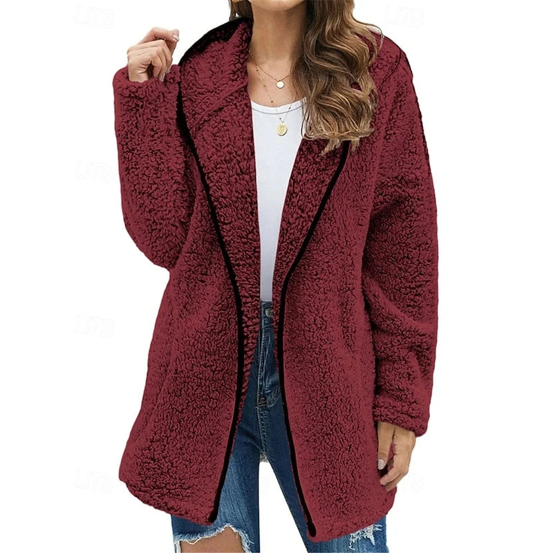 Faye Hooded Jacket | Soft Plush Fabric, Relaxed Fit 0