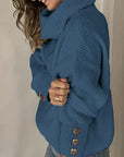 Fiora Womens Sweater | Cozy Oversized Cowl Neck, Button Detail 8