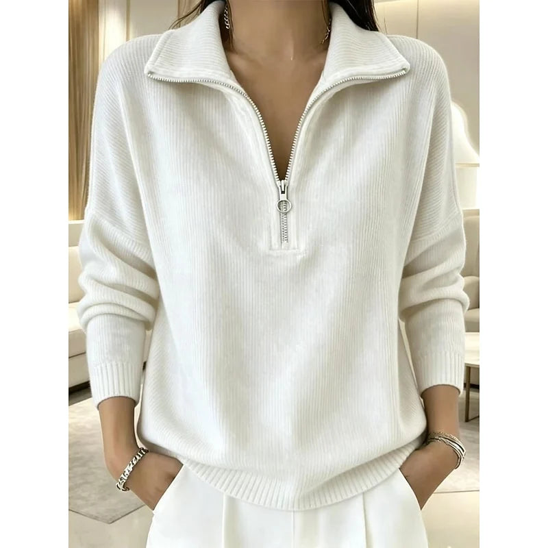 Gina Quarter Zip Pullover | Soft Knit Fabric, Adjustable Collar 1
