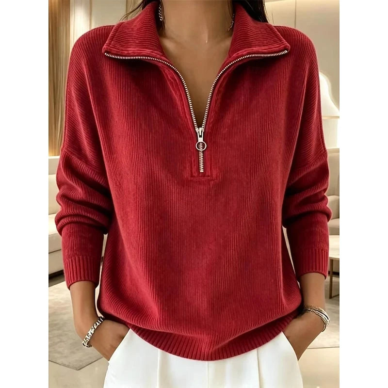 Gina Quarter Zip Pullover | Soft Knit Fabric, Adjustable Collar 2