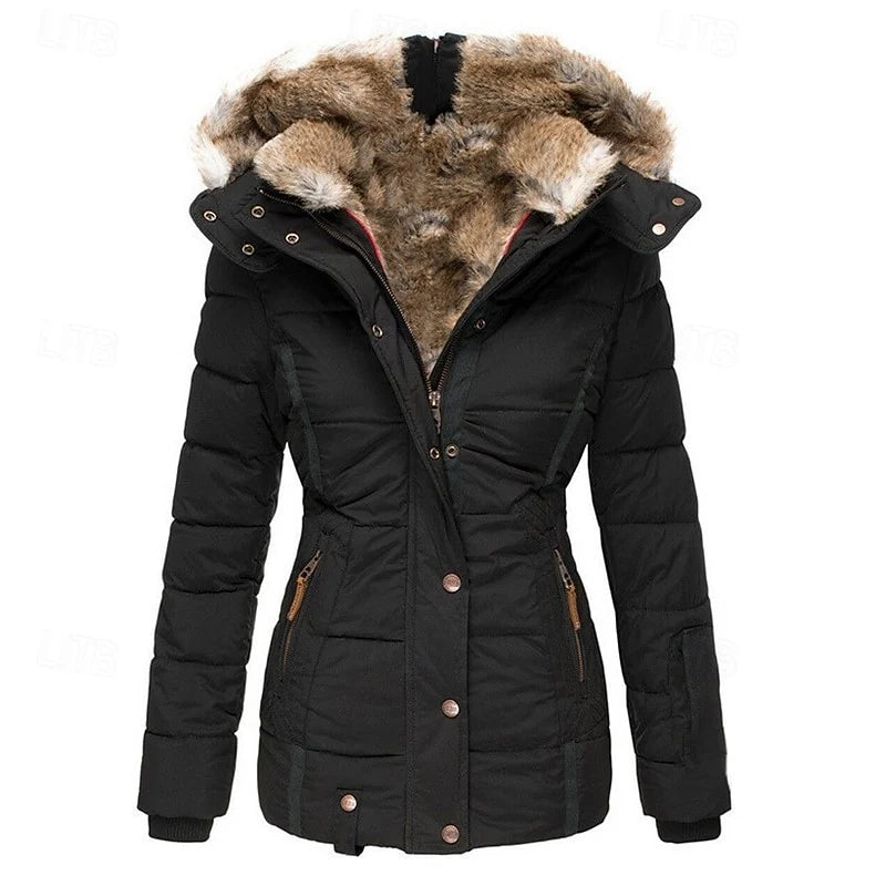Gina Winter Jacket | Padded, Fur-Trimmed Hood for Women's Winter Coats 0