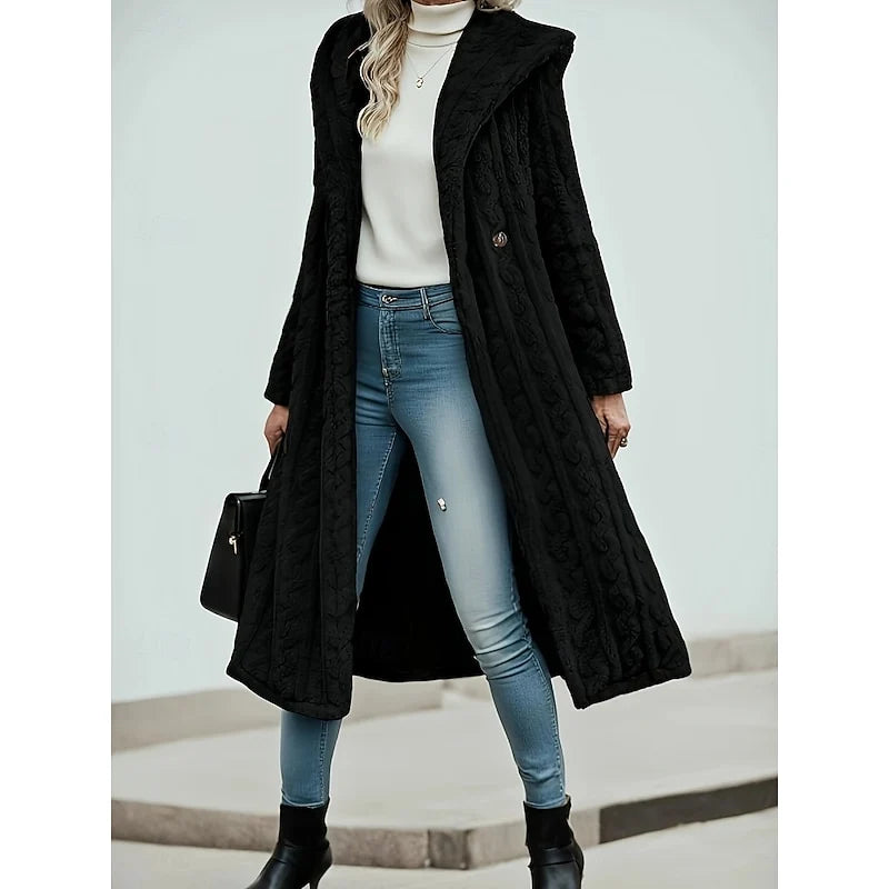 Gina Women's Coat | Soft Plush Hooded Longline Winter Coat 2