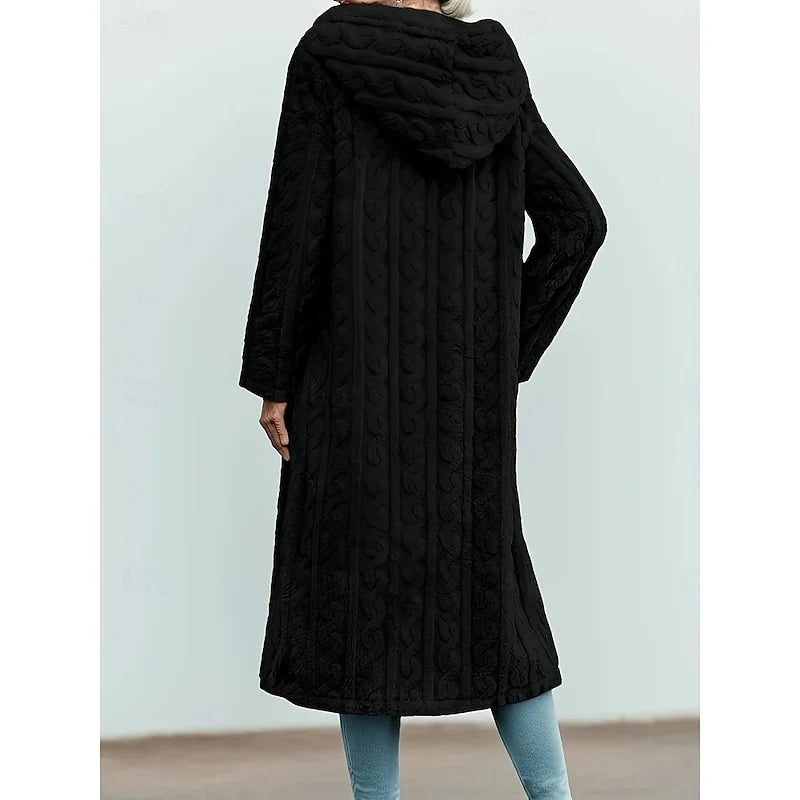 Gina Women's Coat | Soft Plush Hooded Longline Winter Coat 3