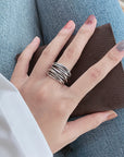 Adjustable Layered Silver Ring