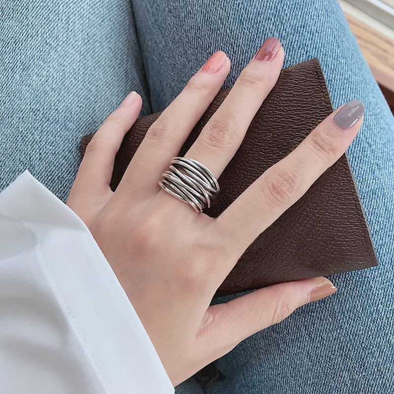 Adjustable Layered Sterling Silver Ring