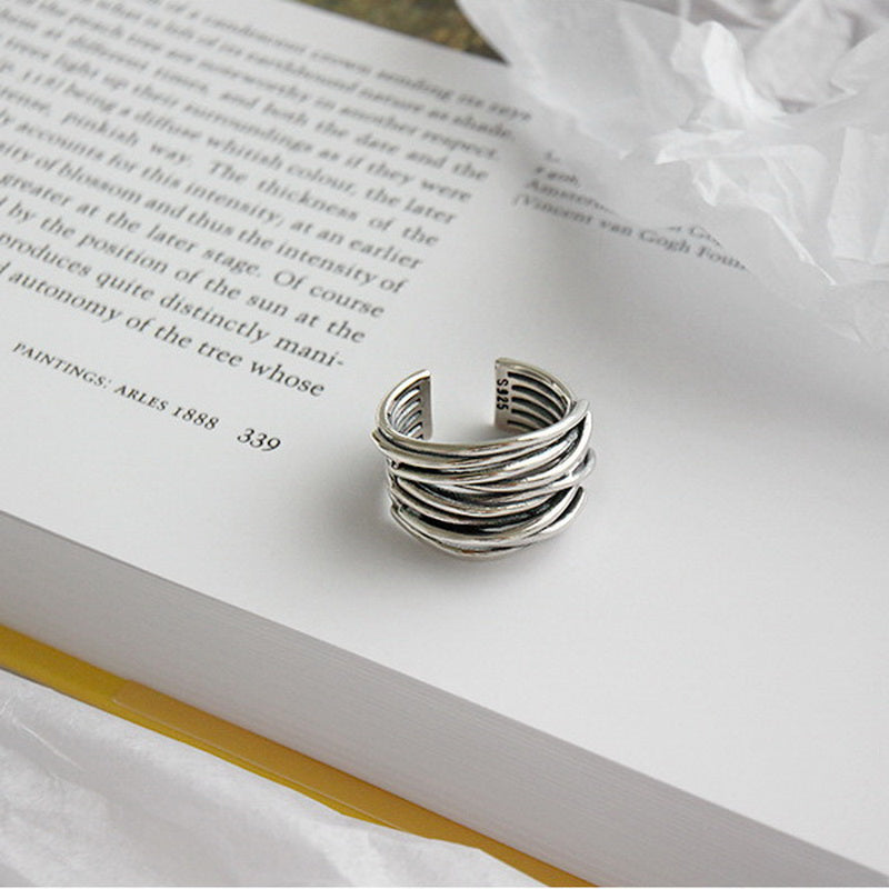 Adjustable Layered Sterling Silver Ring