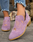 Ivy Black Ankle Boots | Embroidered Low Heel, Side Zipper 4