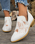 Ivy Black Ankle Boots | Embroidered Low Heel, Side Zipper 6