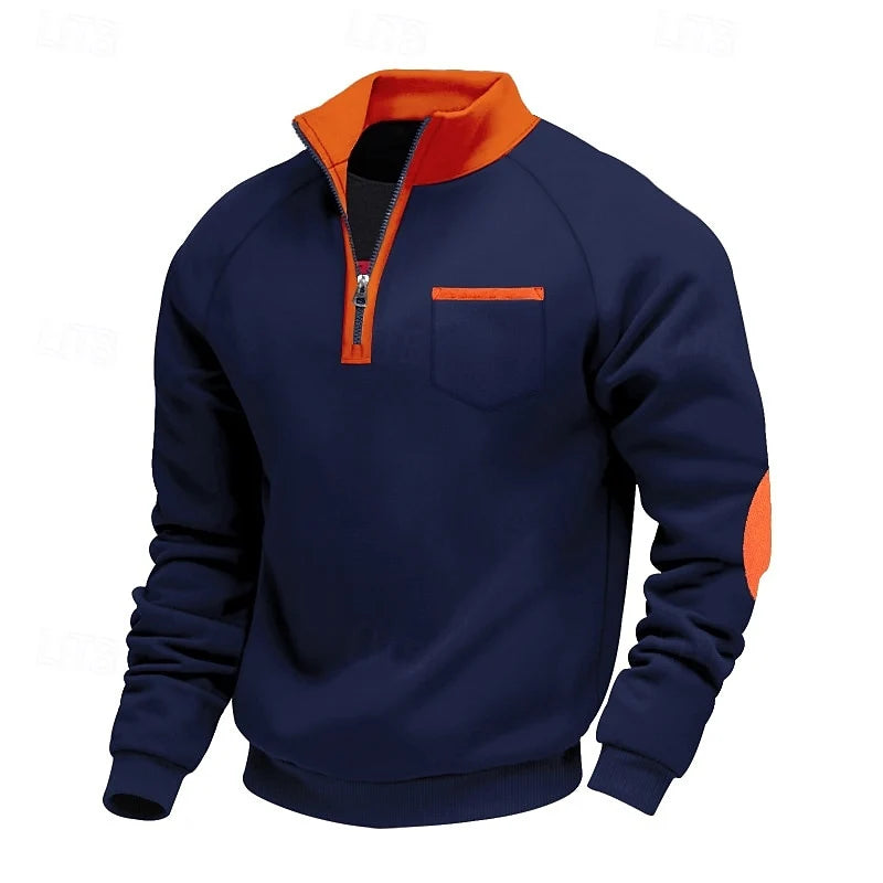 Kairo Men's Quarter Zip Pullover | Colour Block, Relaxed Fit 0