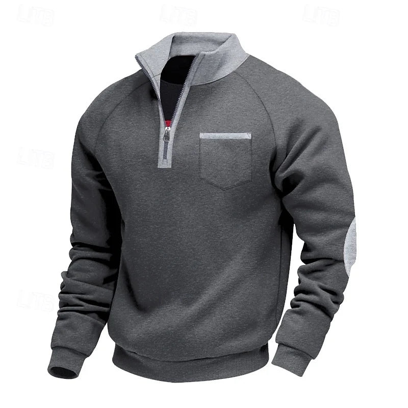 Kairo Men's Quarter Zip Pullover | Colour Block, Relaxed Fit 10