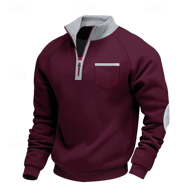 Kairo Men's Quarter Zip Pullover | Colour Block, Relaxed Fit 11