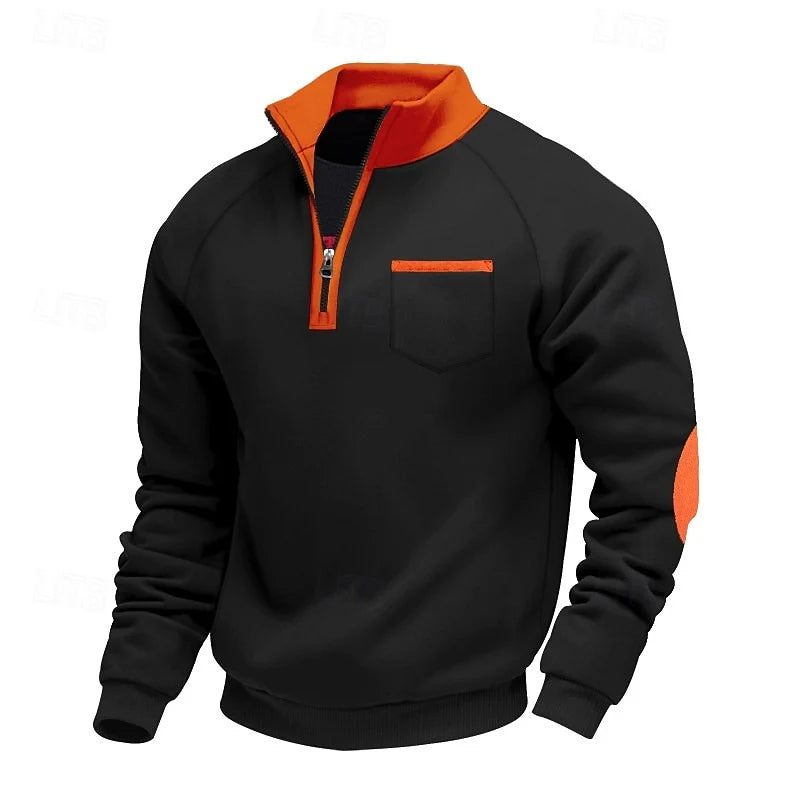 Kairo Men's Quarter Zip Pullover | Colour Block, Relaxed Fit 7