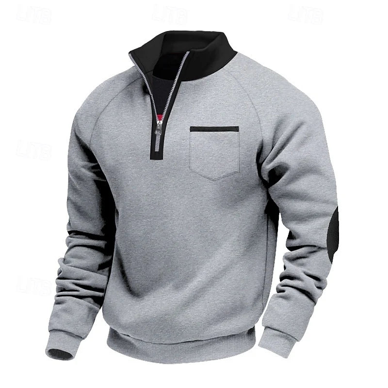 Kairo Men's Quarter Zip Pullover | Colour Block, Relaxed Fit 9