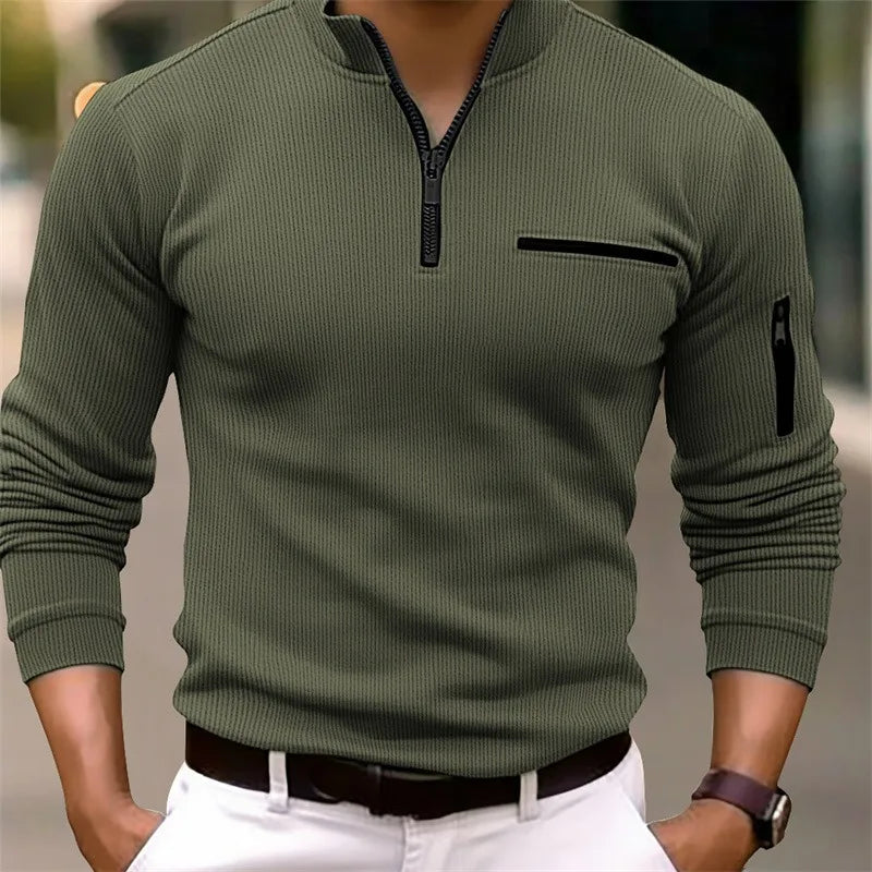 Luxe Men's Sweater | Lightweight Quarter Zip Design, Versatile Fit 0