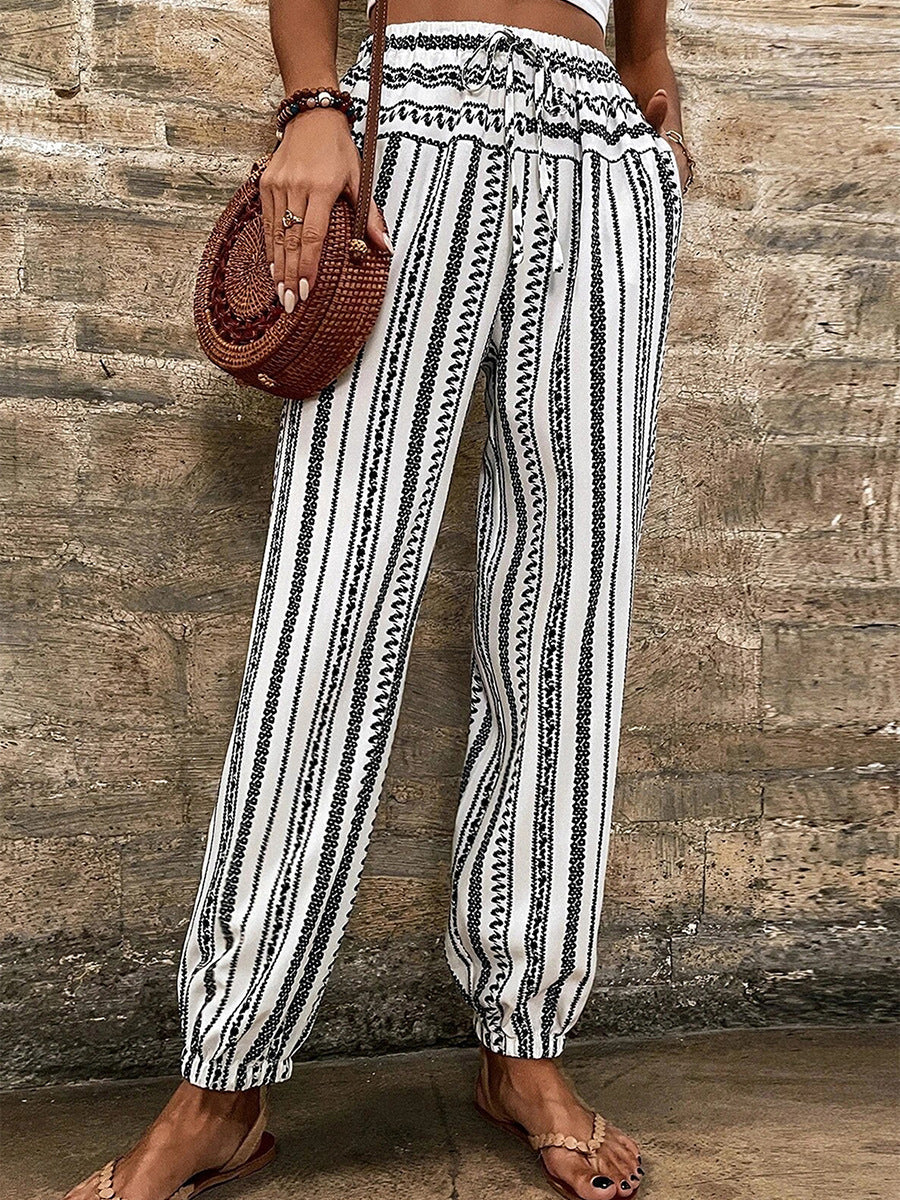 High Waist Striped Pants