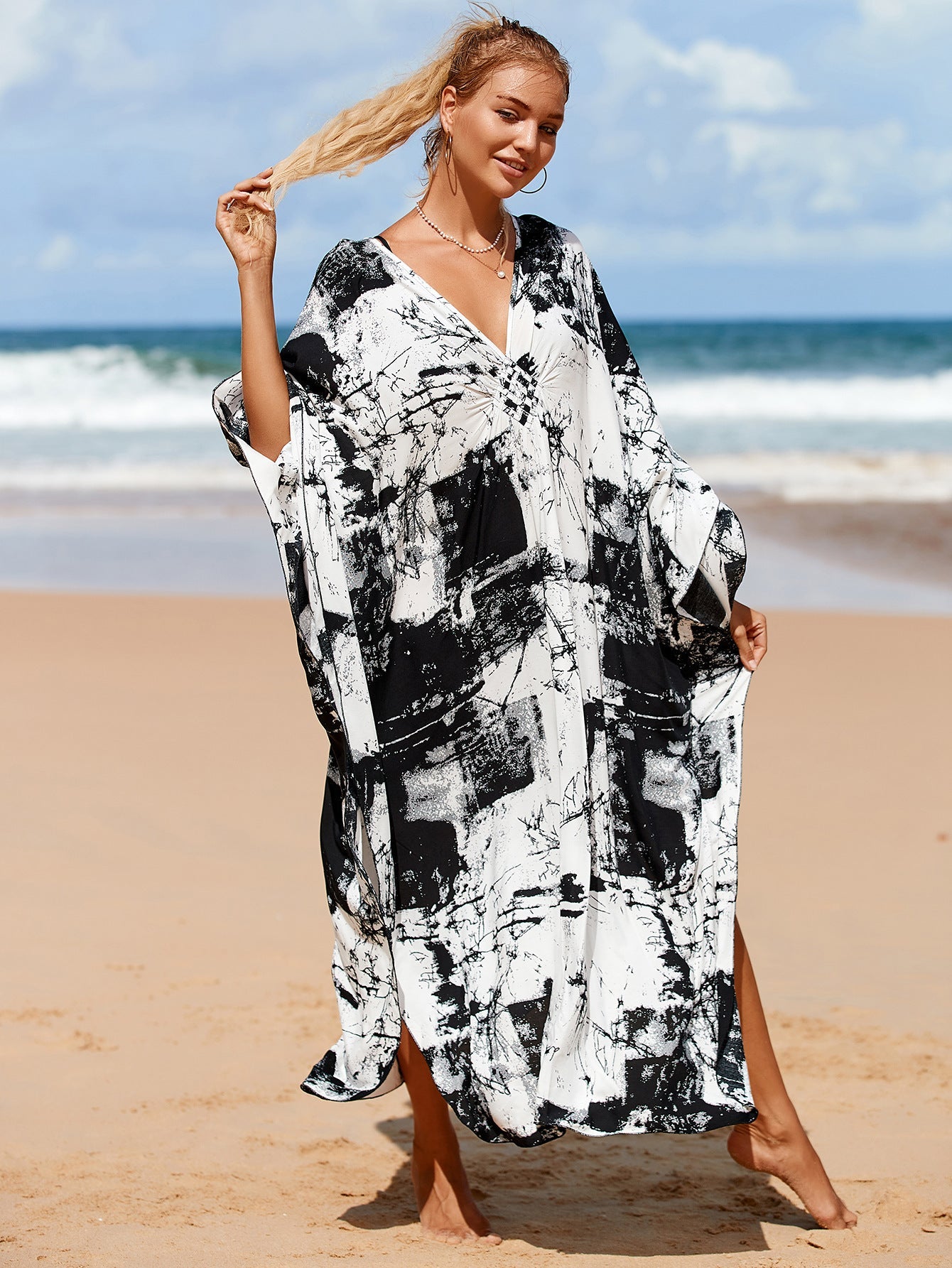 Feminine Wrap Dress in Whisper Fade Tones