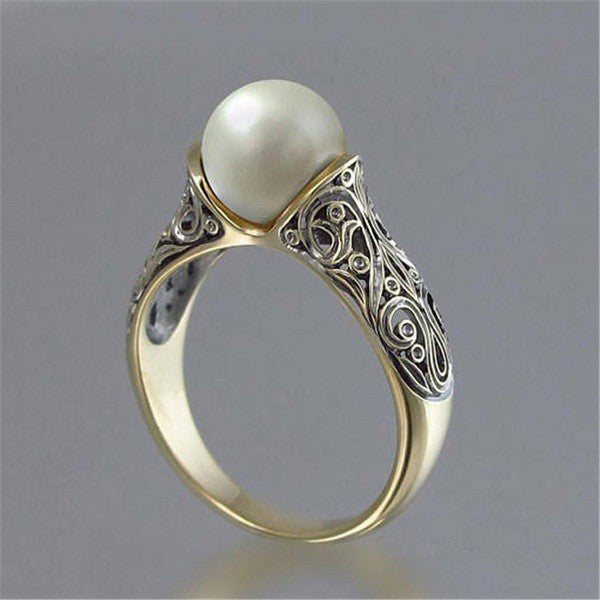 Trendy Gold-Plated Pearl Ring Women VIP