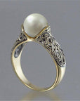 Trendy Gold-Plated Pearl Ring Women VIP