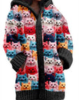 Abstract Print Casual Cape Jacket