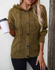 Women's Hooded Drawstring Knitted Cardigan