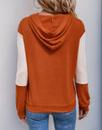 Hooded Contrast Color Long Sleeve Sweater