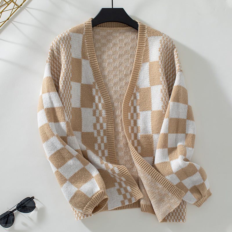 Casual Loose Lantern Sleeve Knitted Cardigan