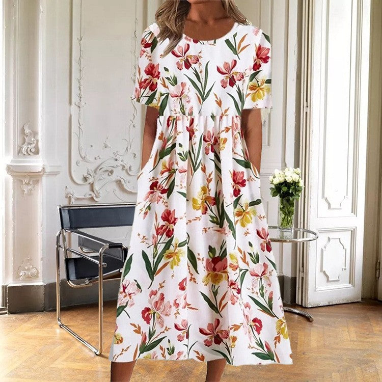 Casual Round Neck Long Dress