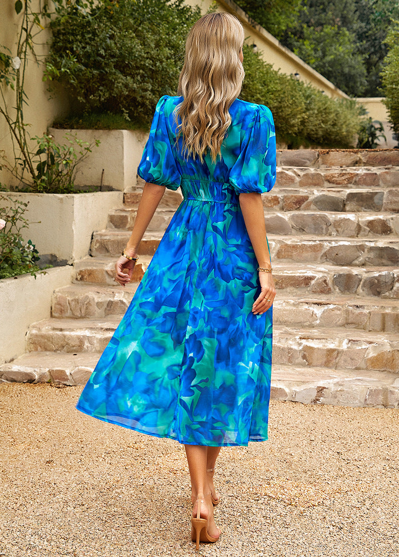 Chic V-Neck Floral Summer Dress