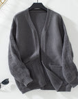 Loose Solid Color Long Sleeved Casual Cardigan