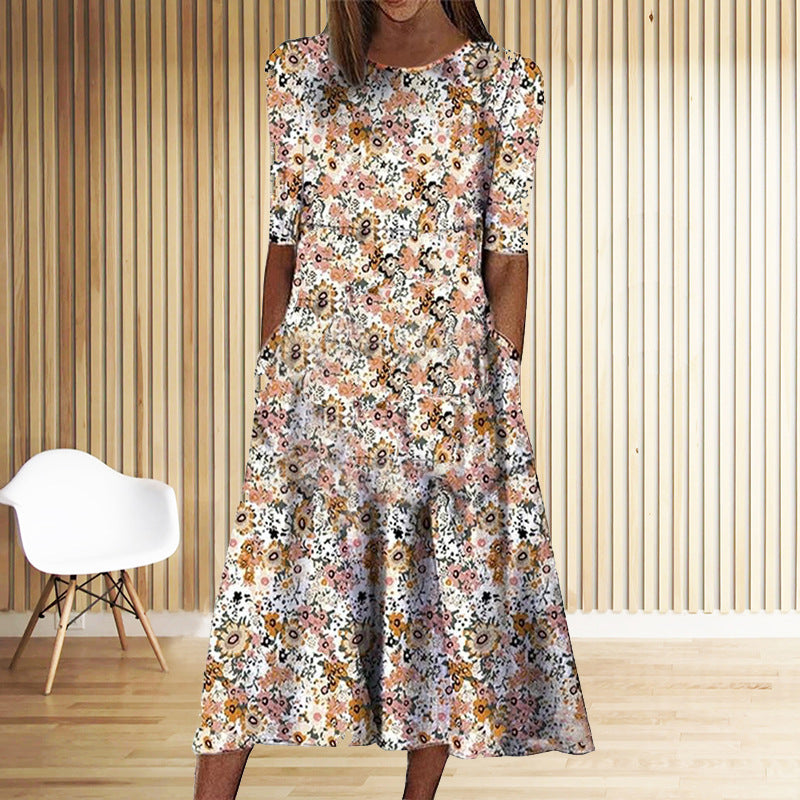 Casual Round Neck Long Dress
