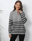 Mock Neck Long Sleeve Zip-Up Sweater