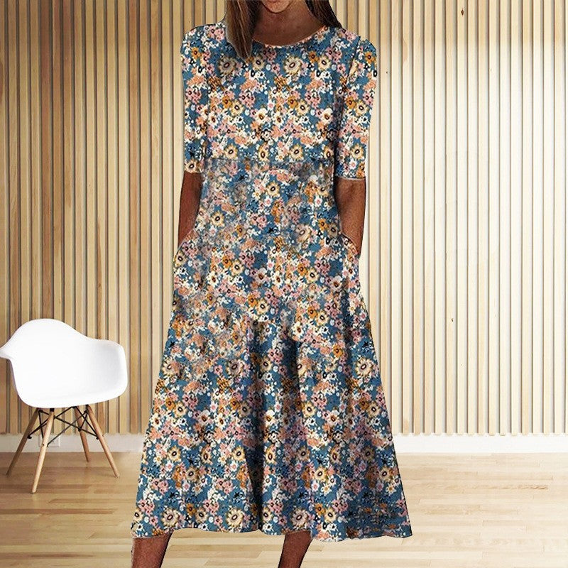 Casual Round Neck Long Dress