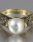 Trendy Gold-Plated Pearl Ring Women VIP