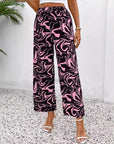 Chic Marble Elastic Waist Pants