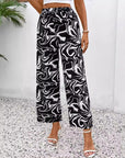 Chic Marble Elastic Waist Pants