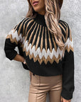 High Collar Long Sleeve Loose Casual Knit Sweater