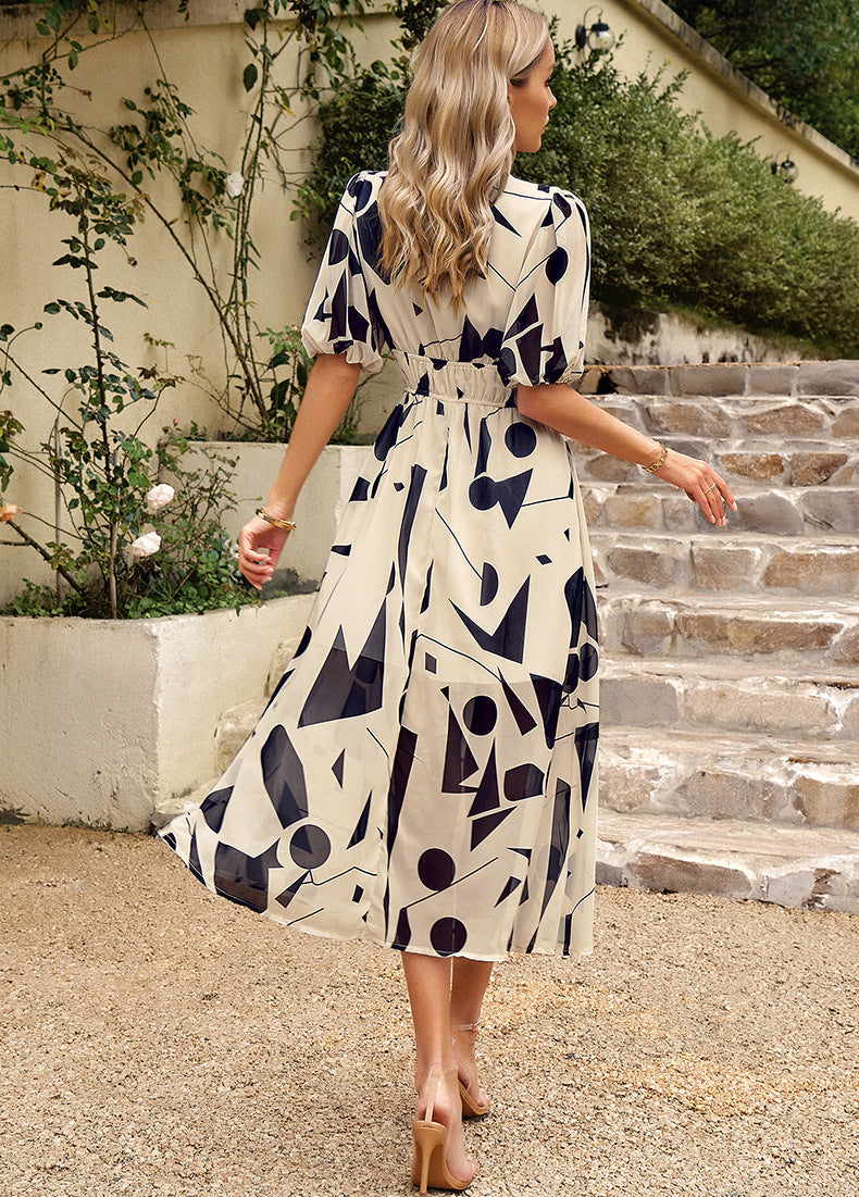 Chic V-Neck Floral Summer Dress