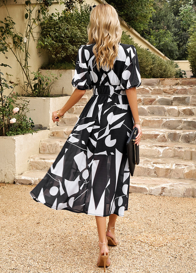 Chic V-Neck Floral Summer Dress