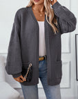 Loose Solid Color Long Sleeved Casual Cardigan