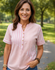 Classic Striped Button Up Blouse