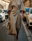 Rachel Lantern Sleeves Dress | Elegant Waist-Defining Belt 2