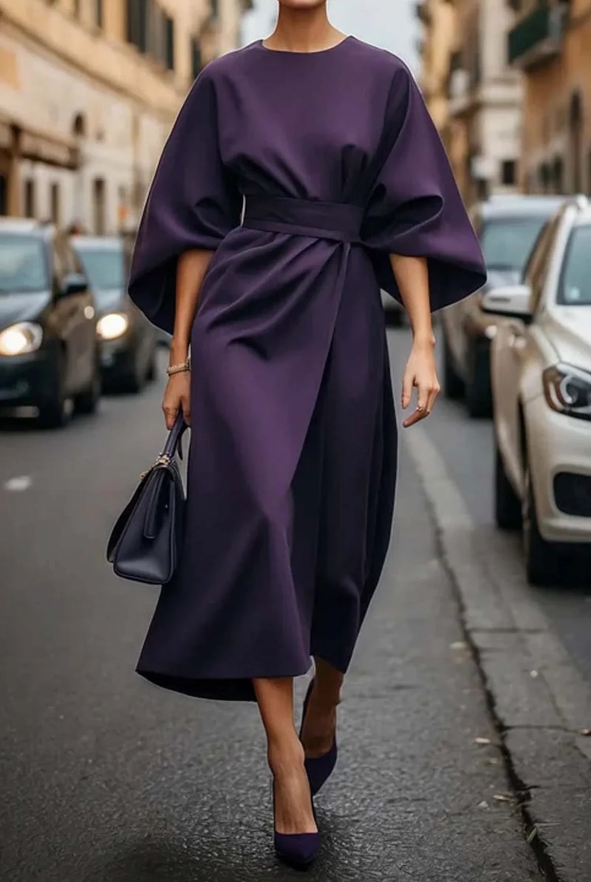 Rachel Lantern Sleeves Dress | Elegant Waist-Defining Belt 6